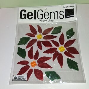Holiday Poinsettia Window Clings - Red and Green